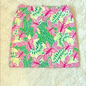 Vintage Lilly Pulitzer Green Pink Butterfly Skirt